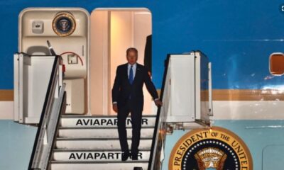El presidente de Estados Unidos, Joe Biden, a su llegada a Bruselas, donde buscará cimentar la unidad entre los occidentales, el 23 de marzo.