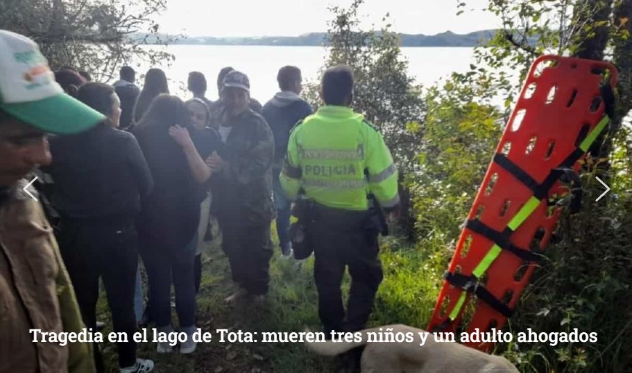 3 niños y un adulto murieron ahogados en el Lago de Tota el día de la madre