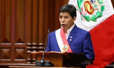 El presidente de Perú, Pedro Castillo, al pronunciar su discurso a la nación, en Lima, Perú, el 28 de julio de 2022.