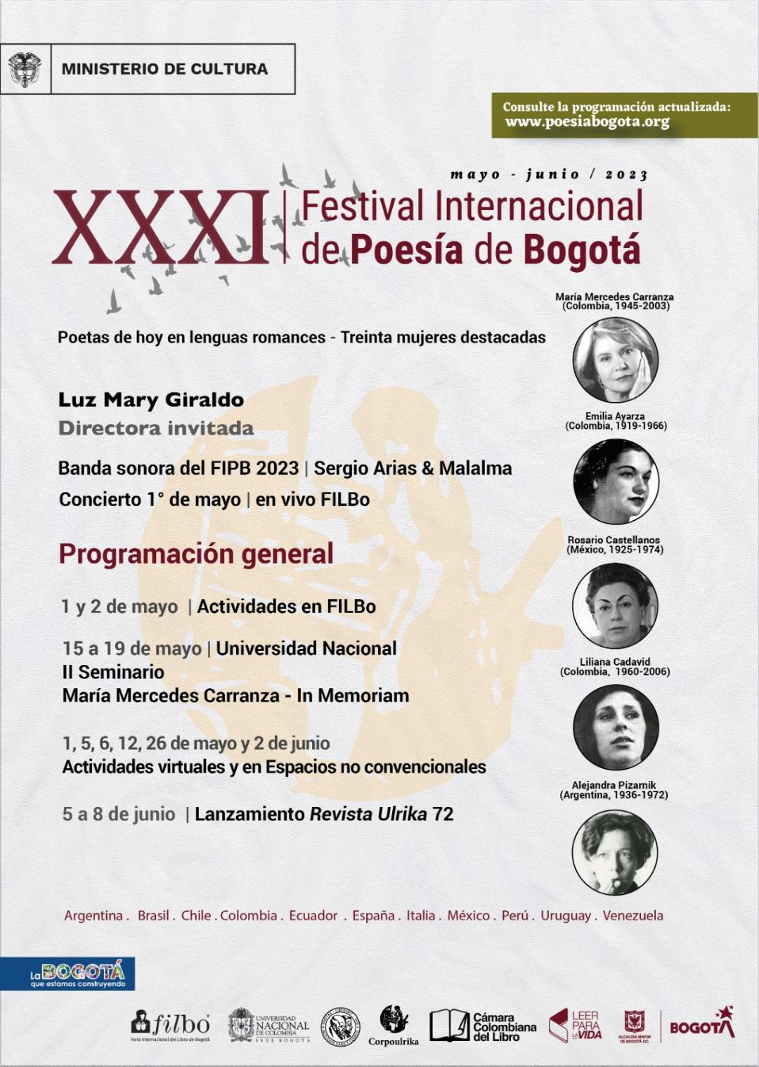 Afiche 31° Festival Internacional de Poesía de Bogotá (FIPB),