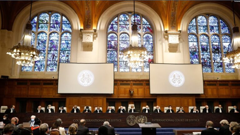 La Corte Internacional de Justicia (CIJ), celebra audiencias públicas en el caso Cuestión de la Delimitación de la Plataforma Continental entre Nicaragua y Colombia, en La Haya, sede de la Corte, en diciembre de 2022. Foto: UN Photo/Wiebe Kiestra. Courtesy of the ICJ.