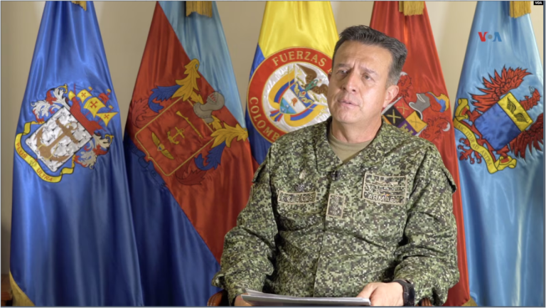 Almirante Francisco Cubides, comandante de las Fuerzas Militares de Colombia en conversación con la Voz de América en Bogotá, el 1 de agosto de 2024.