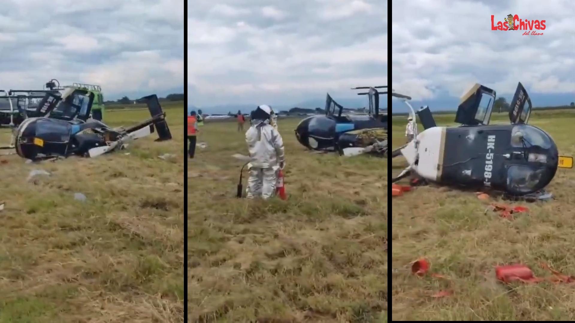 Helicóptero se accidenta en el Aeropuerto Alfonso Bonilla Aragón en Palmira (Valle)