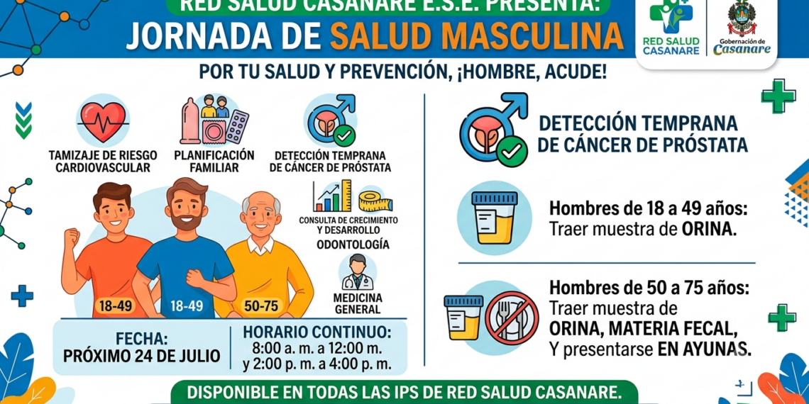 Red Salud Casanare convoca a Jornada de Salud Masculina este 24 de julio