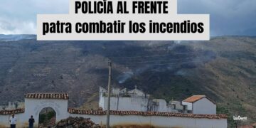Policía de Tunja despliega más de 100 uniformados contra incendio en Chíquiza