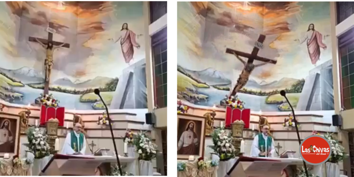 VIDEO Tragedia en plena misa: Enorme cruz de madera cae sobre sacerdote y le causa la muerte