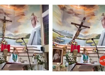 VIDEO Tragedia en plena misa: Enorme cruz de madera cae sobre sacerdote y le causa la muerte